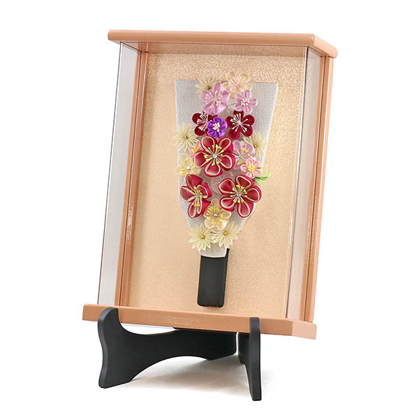 羽子板 守田 つまみ細工 羽子板 ホワイト 壁掛け 額飾り パールピンク塗り アクリルケース スタンドセット 詳細画像 守田 羽子板 つまみ細工 羽子板 ホワイト 壁掛け 額飾り パールピンク塗り アクリルケース スタンドセット 詳細画像