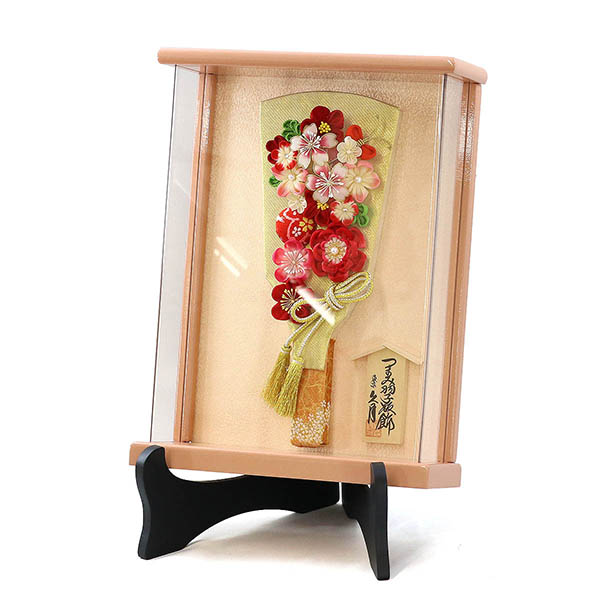 羽子板 久月 つまみ細工 羽子板 金赤花 壁掛け 額飾り パールピンク塗り アクリルケース スタンドセット 詳細画像 久月 羽子板 つまみ細工 羽子板 金赤花 壁掛け 額飾り パールピンク塗り アクリルケース スタンドセット 詳細画像