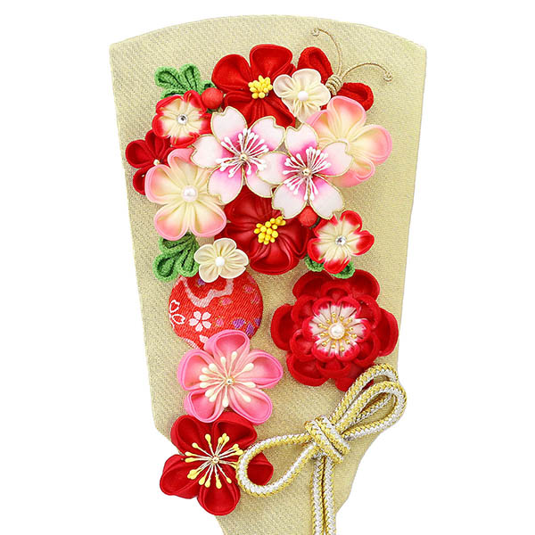 羽子板 久月 つまみ細工 羽子板 金赤花 壁掛け 額飾り パールピンク塗り アクリルケース スタンドセット 詳細画像 久月 羽子板 つまみ細工 羽子板 金赤花 壁掛け 額飾り パールピンク塗り アクリルケース スタンドセット 詳細画像