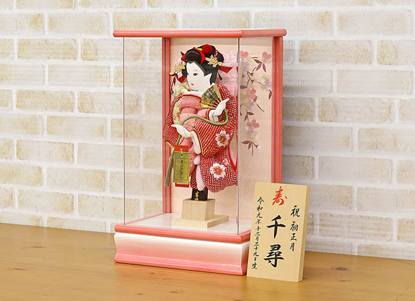 吉徳　 羽子板　押絵羽子板 鹿の子 赤 パール白/ピンク塗り アクリルケース　詳細画像