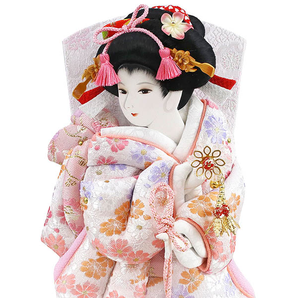 吉徳　 羽子板　淡色羽子板 白/オレンジ 枠なし アクリルケース飾り　詳細画像