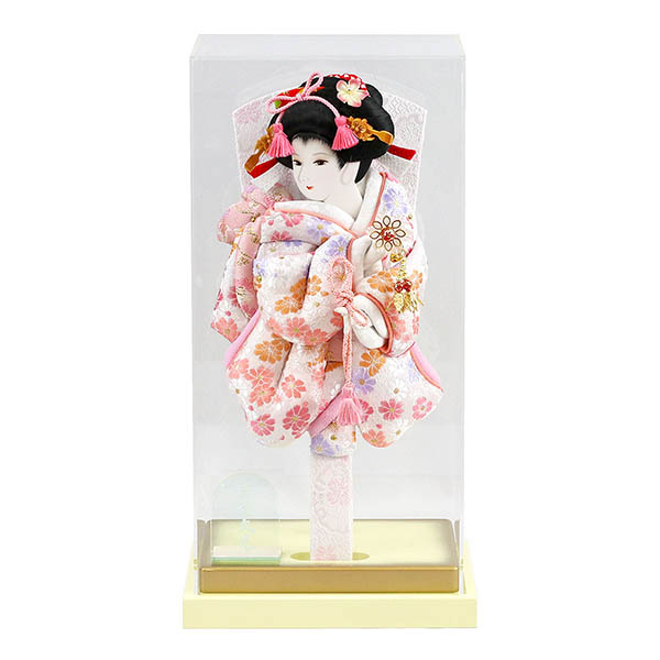 淡色羽子板 白/オレンジ 枠なし アクリルケース飾り