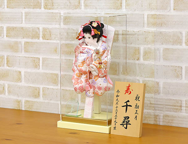 吉徳　 羽子板　淡色羽子板 白/オレンジ 枠なし アクリルケース飾り　詳細画像