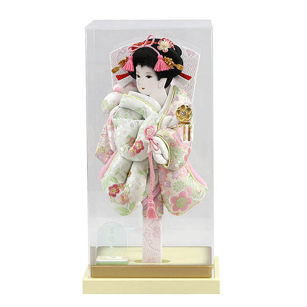 淡色羽子板 白/グリーン 枠なし アクリルケース飾り