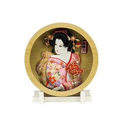 羽子板: 壁掛け 額飾り あやか 押絵飾り 花飾り 円形 丸型 アクリルケース飾り スタンド付き