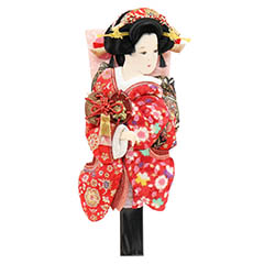 羽子板: 姫振袖 鼓 金襴/縮緬押絵羽子板