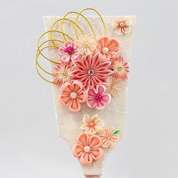 東京久月 つまみ細工額入 羽子板・壁掛け・間口約24×奥行約11