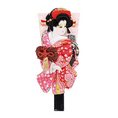 羽子板: 姫振袖 鼓 金襴/縮緬押絵羽子板