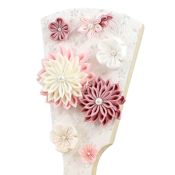 羽子板 守田 つまみ細工 羽子板 白/薄紫 モカ塗り まどか 麻の葉文様 円形 筒型 アクリルケース 詳細画像 守田 羽子板 つまみ細工 羽子板 白/薄紫 モカ塗り まどか 麻の葉文様 円形 筒型 アクリルケース 詳細画像