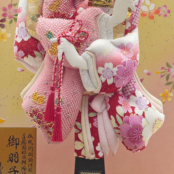 久月　 羽子板　四ツ巻友禅振袖 総檜ガラスケース飾り　詳細画像