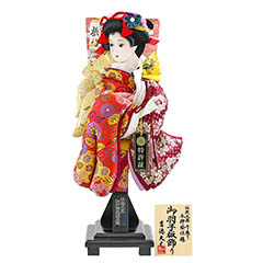 羽子板: 立体振袖 飾り台セット