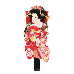 羽子板: 姫振袖 道成寺 縮緬 押絵羽子板