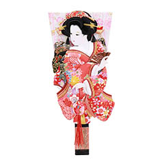 羽子板: 姫振袖 まり飾り 古布/縮緬 押絵羽子板