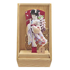 羽子板: 藤娘友禅 四季花 タモ アクリルケース飾り