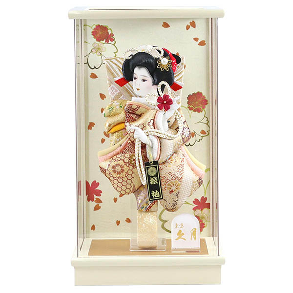 金襴振袖 アイボリー塗り アクリルケース飾り