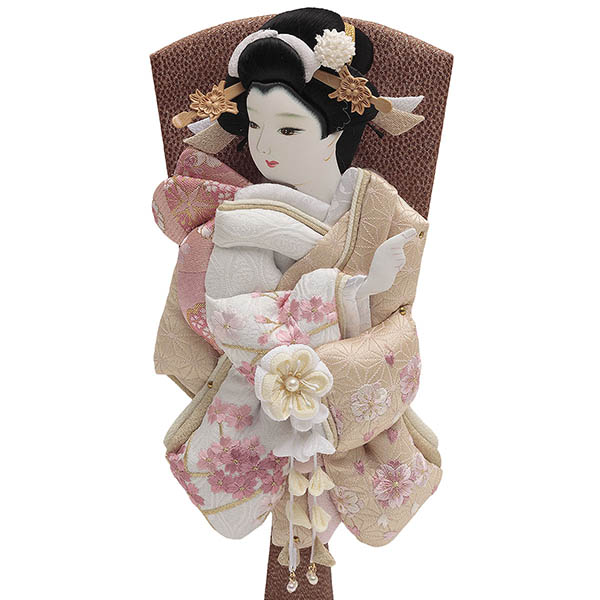 羽子板 久月 陽奈 モカ桜刺繍 茶白 銘木 胡桃 ガラスケース飾り 詳細画像 久月 羽子板 陽奈 モカ桜刺繍 茶白 銘木 胡桃 ガラスケース飾り 詳細画像