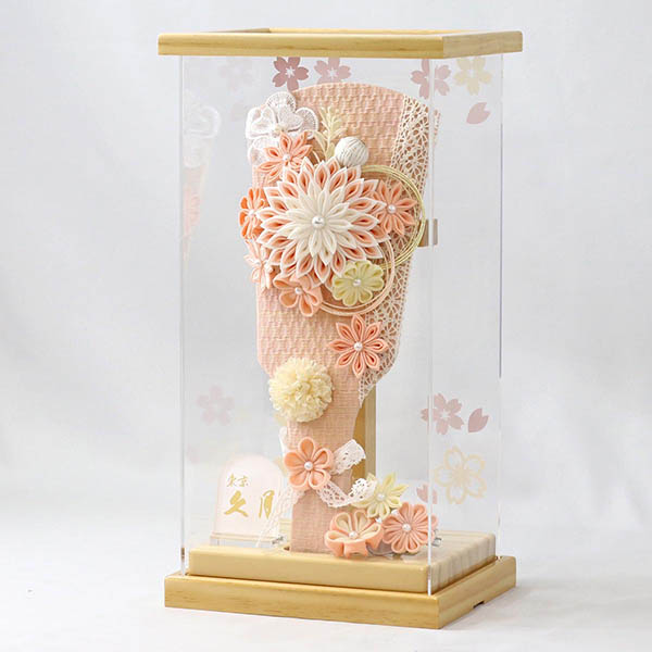 羽子板 久月 つまみ細工 サーモン アクリルケース飾り 髪飾り付き 詳細画像 久月 羽子板 つまみ細工 サーモン アクリルケース飾り 髪飾り付き 詳細画像
