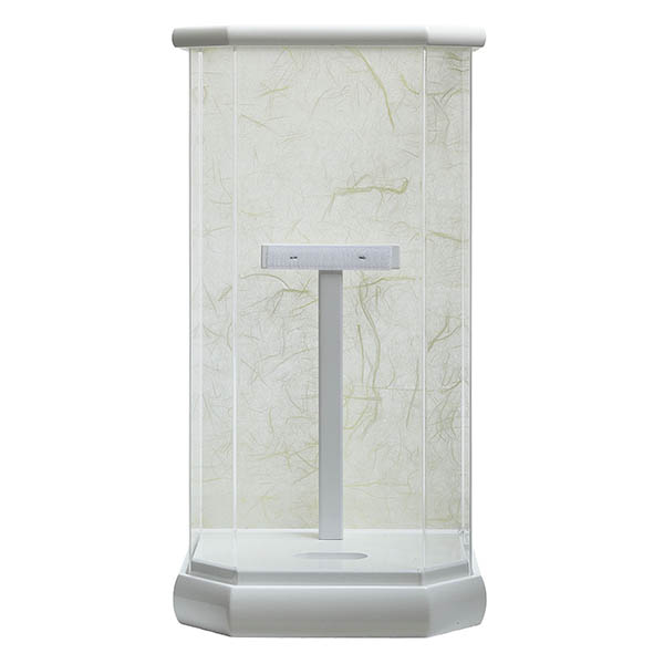 久月　 羽子板　金襴振袖 白塗り六角 アクリルケース飾り　詳細画像