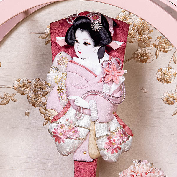 平安豊久　 羽子板　鞠 まり 円形 ピンク アクリルケース飾り　詳細画像