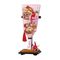 羽子板: 摩耶作 貝合わせ 清雅 木目二重型飾り台セット