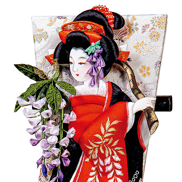 羽子板 平安豊久 摩耶作 藤娘 黒塗小判型飾り台セット 詳細画像 平安豊久 羽子板 摩耶作 藤娘 黒塗小判型飾り台セット 詳細画像