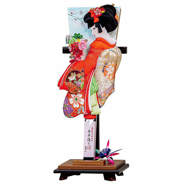 摩耶作 万葉 赤 木目二重型飾り台セット