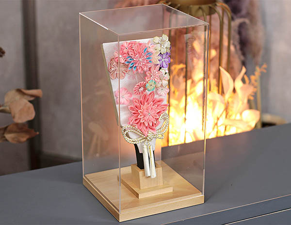 羽子板 守田 つまみ細工 羽子板 ピンク アクリルケース 霞 KASUMI 1632 詳細画像 守田 羽子板 つまみ細工 羽子板 ピンク アクリルケース 霞 KASUMI 1632 詳細画像