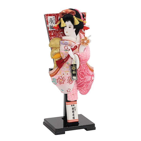 羽子板 幸月 花振袖 金襴かのこ ピンク 黒塗り飾り台セット 詳細画像 幸月 羽子板 花振袖 金襴かのこ ピンク 黒塗り飾り台セット 詳細画像