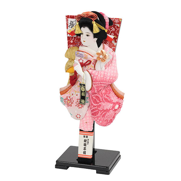 羽子板 幸月 花振袖 金襴かのこ ピンク 黒塗り飾り台セット 詳細画像 幸月 羽子板 花振袖 金襴かのこ ピンク 黒塗り飾り台セット 詳細画像