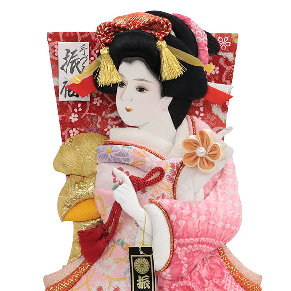羽子板 幸月 花振袖 金襴かのこ ピンク 黒塗り飾り台セット 詳細画像 幸月 羽子板 花振袖 金襴かのこ ピンク 黒塗り飾り台セット 詳細画像