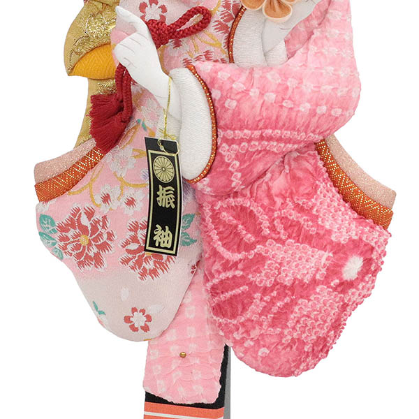 羽子板 幸月 花振袖 金襴かのこ ピンク 黒塗り飾り台セット 詳細画像 幸月 羽子板 花振袖 金襴かのこ ピンク 黒塗り飾り台セット 詳細画像
