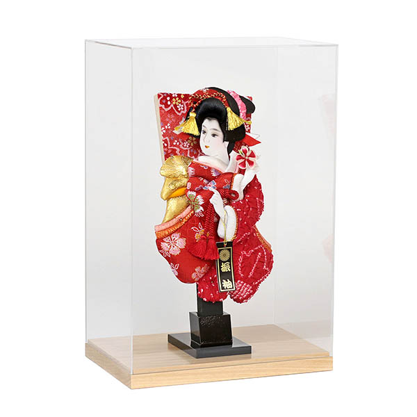 幸月　 羽子板　花振袖 金襴かのこ 赤 アクリルケース 霞 KASUMI 2436　詳細画像