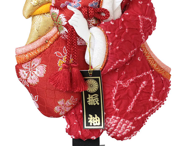 幸月　 羽子板　花振袖 金襴かのこ 赤 アクリルケース 霞 KASUMI 2436　詳細画像