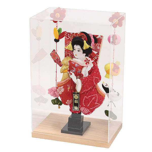 羽子板 幸月 花振袖 金襴かのこ 赤 どこでもつるし付き アクリルケース 霞 KASUMI 2436 詳細画像 幸月 羽子板 花振袖 金襴かのこ 赤 どこでもつるし付き アクリルケース 霞 KASUMI 2436 詳細画像