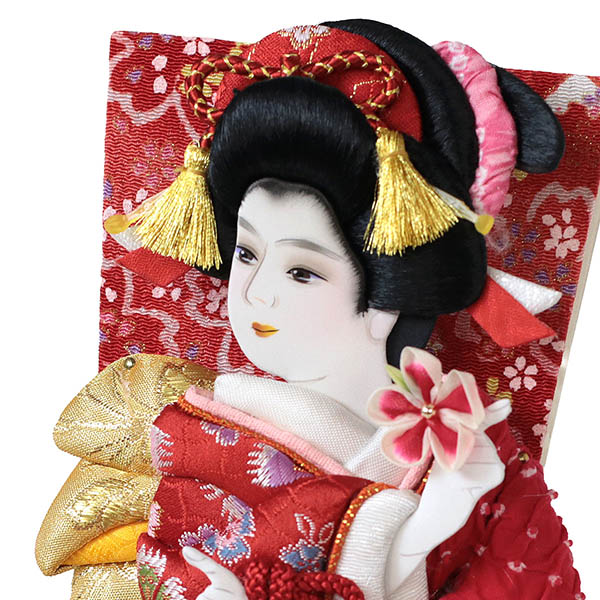 羽子板 幸月 花振袖 金襴かのこ 赤 どこでもつるし付き アクリルケース 霞 KASUMI 2436 詳細画像 幸月 羽子板 花振袖 金襴かのこ 赤 どこでもつるし付き アクリルケース 霞 KASUMI 2436 詳細画像
