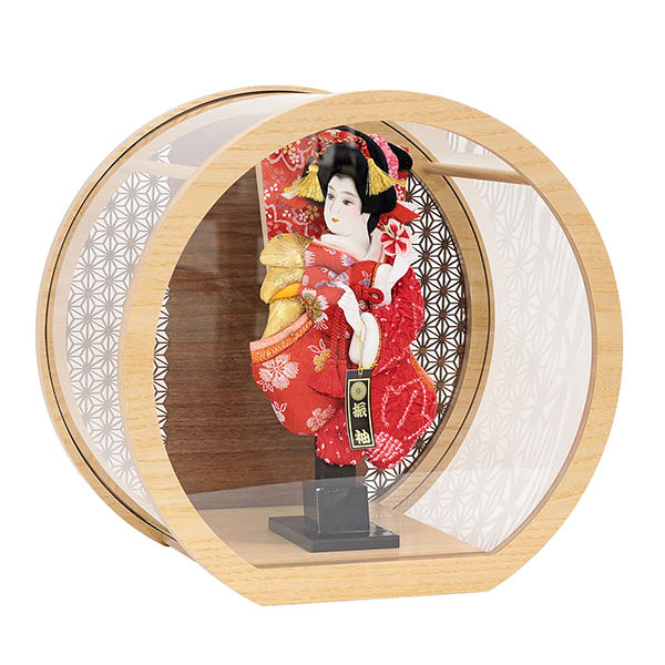 羽子板 幸月 花振袖 金襴かのこ 赤 リバーシブル 円形 丸型 アクリルケース 輪転36 詳細画像 幸月 羽子板 花振袖 金襴かのこ 赤 リバーシブル 円形 丸型 アクリルケース 輪転36 詳細画像