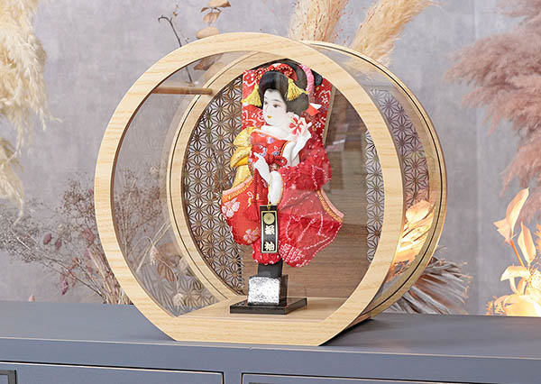 羽子板 幸月 花振袖 金襴かのこ 赤 リバーシブル 円形 丸型 アクリルケース 輪転36 詳細画像 幸月 羽子板 花振袖 金襴かのこ 赤 リバーシブル 円形 丸型 アクリルケース 輪転36 詳細画像
