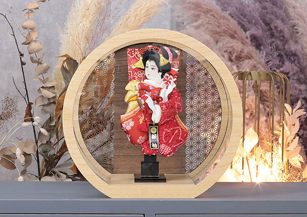 羽子板 幸月 花振袖 金襴かのこ 赤 リバーシブル 円形 丸型 アクリルケース 輪転36 詳細画像 幸月 羽子板 花振袖 金襴かのこ 赤 リバーシブル 円形 丸型 アクリルケース 輪転36 詳細画像