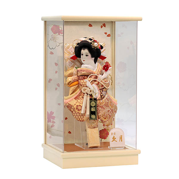 羽子板 久月 金襴振袖 凛香A アイボリー塗り アクリルケース飾り 詳細画像 久月 羽子板 金襴振袖 凛香A アイボリー塗り アクリルケース飾り 詳細画像