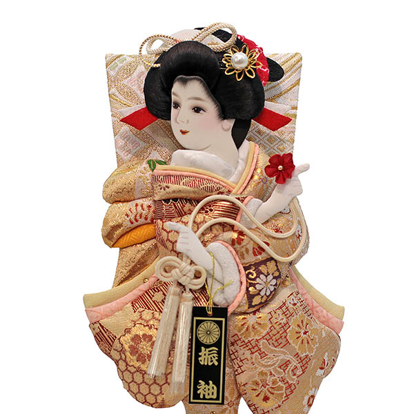 羽子板 久月 金襴振袖 凛香A アイボリー塗り アクリルケース飾り 詳細画像 久月 羽子板 金襴振袖 凛香A アイボリー塗り アクリルケース飾り 詳細画像
