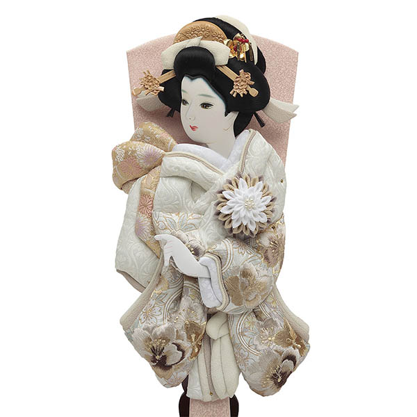 羽子板 久月 刺繍振袖 ベージュ塗 ガラスケース飾り 詳細画像 久月 羽子板 刺繍振袖 ベージュ塗 ガラスケース飾り 詳細画像