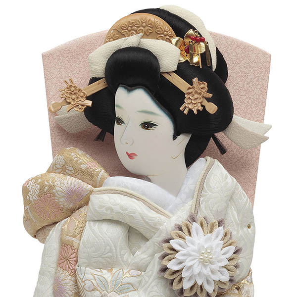 羽子板 久月 刺繍振袖 ベージュ塗 ガラスケース飾り 詳細画像 久月 羽子板 刺繍振袖 ベージュ塗 ガラスケース飾り 詳細画像