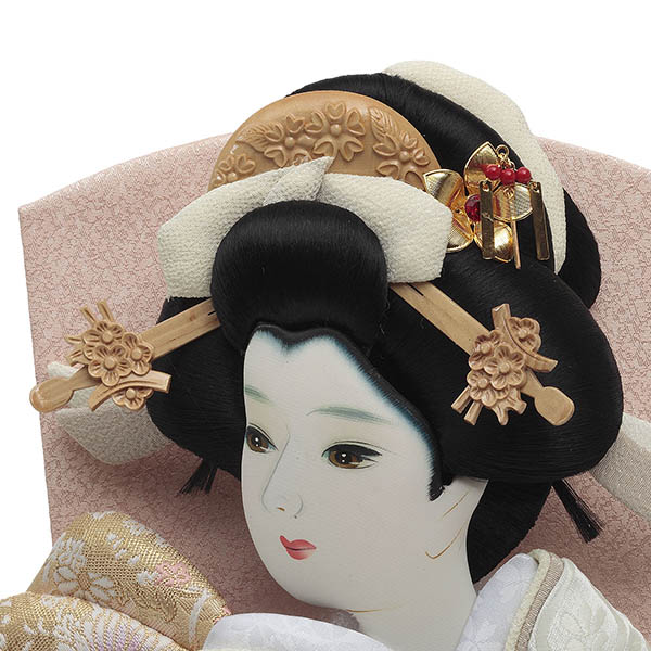 羽子板 久月 刺繍振袖 ベージュ塗 ガラスケース飾り 詳細画像 久月 羽子板 刺繍振袖 ベージュ塗 ガラスケース飾り 詳細画像