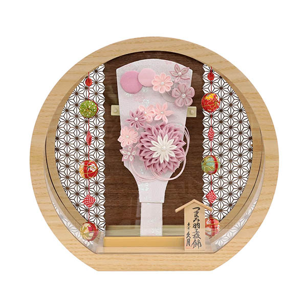 羽子板 久月 つまみ細工 髪飾り付き 羽子板 桃 リバーシブル 円形 丸型 鞠三連つるし付き アクリルケース 輪転36 詳細画像 久月 羽子板 つまみ細工 髪飾り付き 羽子板 桃 リバーシブル 円形 丸型 鞠三連つるし付き アクリルケース 輪転36 詳細画像