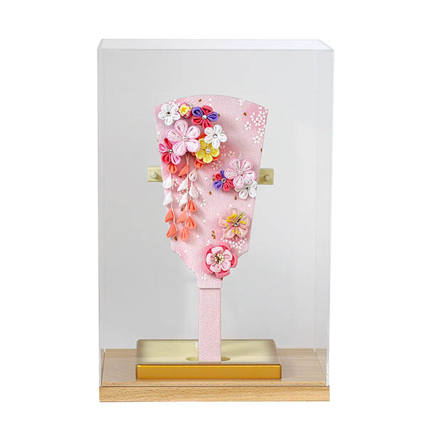 つまみ細工 羽子板 ピンク アクリルケース 霞 KASUMI 2436