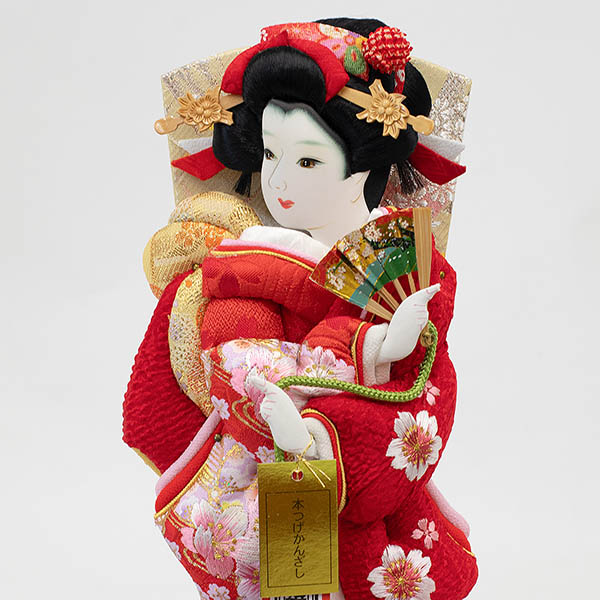 吉徳　 羽子板　鹿の子 赤 刺繍 花梨塗り アクリルケース飾り　詳細画像