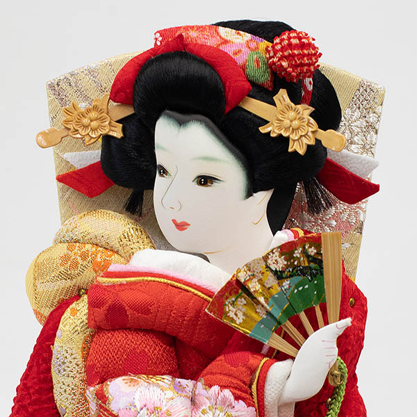 吉徳　 羽子板　鹿の子 赤 刺繍 花梨塗り アクリルケース飾り　詳細画像