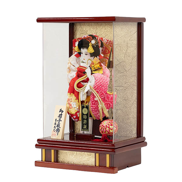 羽子板 吉徳 鹿の子 ピンク 赤 刺繍 花梨塗り アクリルケース飾り 詳細画像 吉徳 羽子板 鹿の子 ピンク 赤 刺繍 花梨塗り アクリルケース飾り 詳細画像
