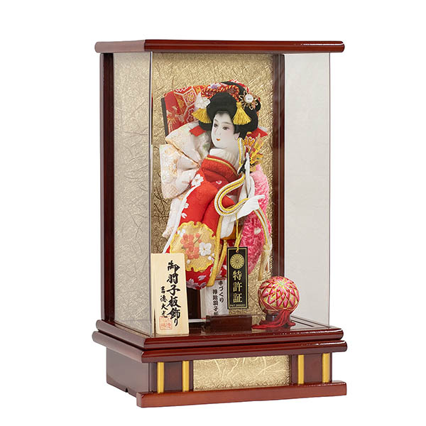 羽子板 吉徳 鹿の子 ピンク 赤 刺繍 花梨塗り アクリルケース飾り 詳細画像 吉徳 羽子板 鹿の子 ピンク 赤 刺繍 花梨塗り アクリルケース飾り 詳細画像