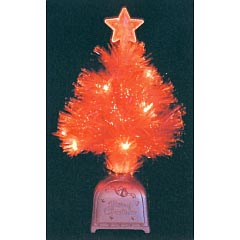 クリスマス: LED付ファイバーツリー(レッド) 45cm